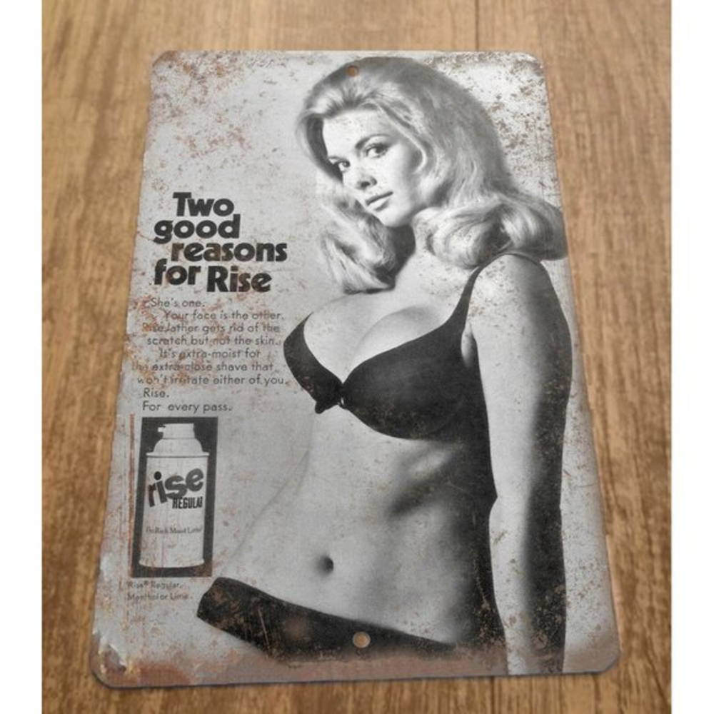 Rise Shaving‎ Cream Vintage Ad Pinup Girl 8x12 Metal Wall Sign